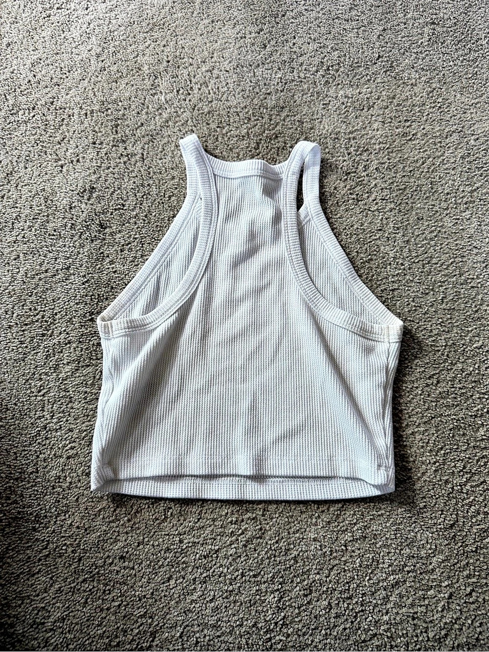 American Eagle Ribbed High Neck Crop Tank Top White - Picture 3 of 4